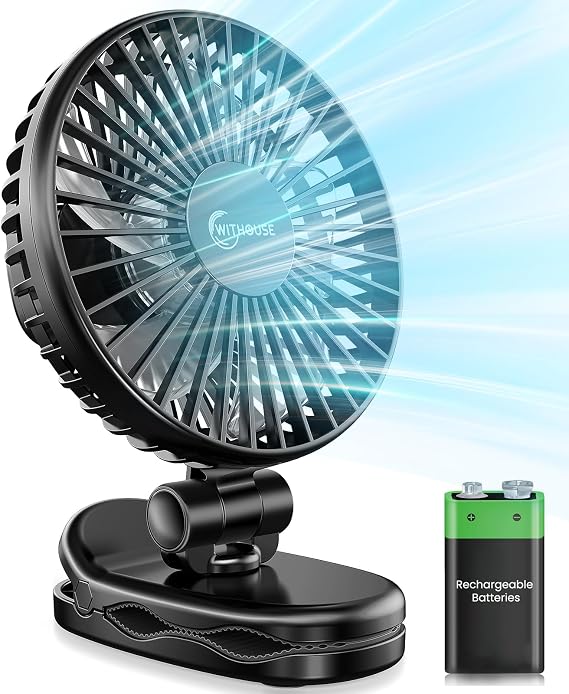 Portable Clip on Fan - 4000mAh Rechargeable Battery Operated Fan, 3 Speeds Mini Desk Fan with 540 Adjustable Head, Ultra-Quiet Personal fan for Home, Office, Stroller, Travel