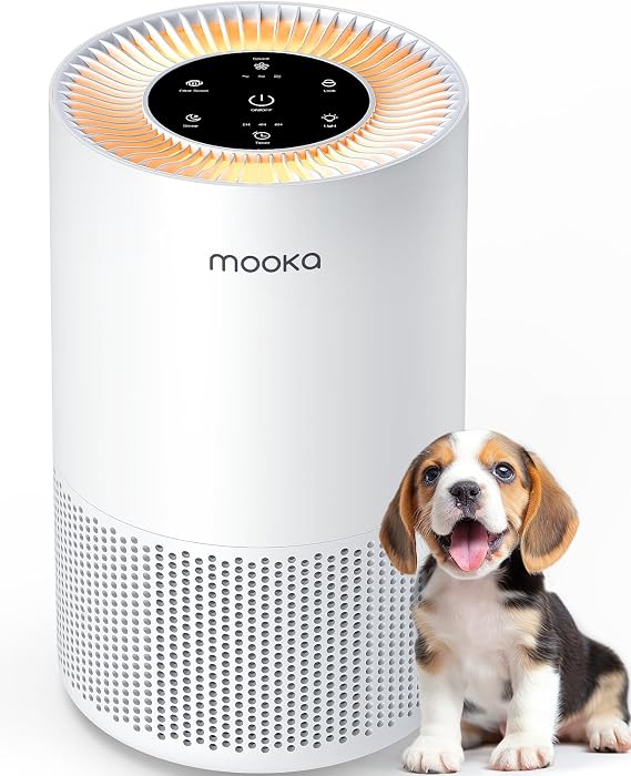 Air Purifiers for Home Large Rooms up to 1200ft2, MOOKA H13 True HEPA Air Purifier for Bedroom Pets with Aromatherapy, Child Lock, 13dB Ultra-Quiet Air Cleaner for Smoke, Odor, Dander, Pollen