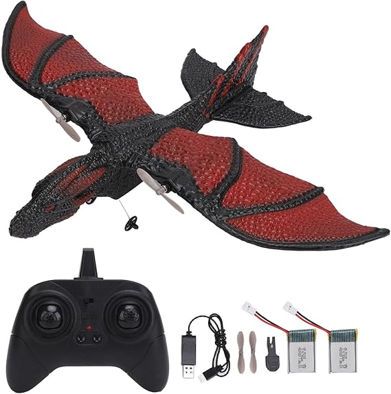 BuyWeek RC Plane Dinosaur Remote Controlled Aeroplane 2.4 GHz Receiver Remote Controlled Model Plane Toy for Over 14 Years Old Children Adults (2 Batteries)