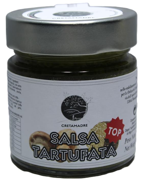 Cretamadre Truffle and Mushroom Sauce, Italian Gourmet Spread with Summer Truffle, Extra Virgin Olive Oil, 200g (7.05 oz), Made in Montepulciano