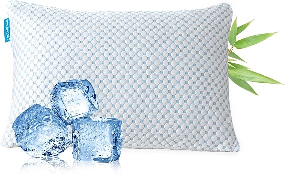 Cooling Shredded Memory Foam Pillow Queen Size - Adjustable Loft for Back & Side Sleepers, Breathable & Supportive Bed Pillow with Removable Washable Cover(Queen Pack of 1)