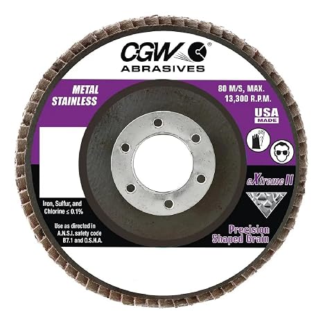 CGW Abrasives PSG Extreme II Flap Discs 42881-4-1/2 X 5/8-11 PSG 40 Plastic W/HUB (Pack of 10)