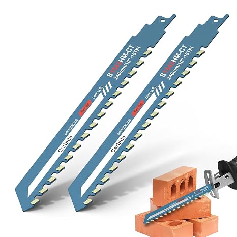 2 Pieces Reciprocating Saw Blades Universal Carbide Reciprocating Saw Blade for Cutting Bricks Porous Concrete Aerated Concrete Lime Sand Bricks Cement Composite Panels