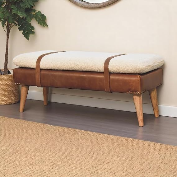 Buffalo Hide Leather Bench,Any entryway