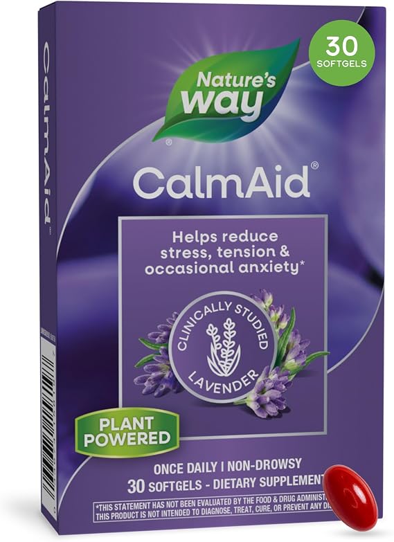 Nature's Way CalmAid Lavender Oil Supplement, Calm & Stress Support*, 30 ct
