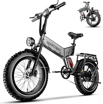 vefreedom 1500W Folding Electric Bike for Adults, 52V 20AH Large Removable Battery E Bike,70 Miles Max Range, 20" x4.0 Fat Tire Ebike, Dual Suspension Commute Electric Mountain Bicycle