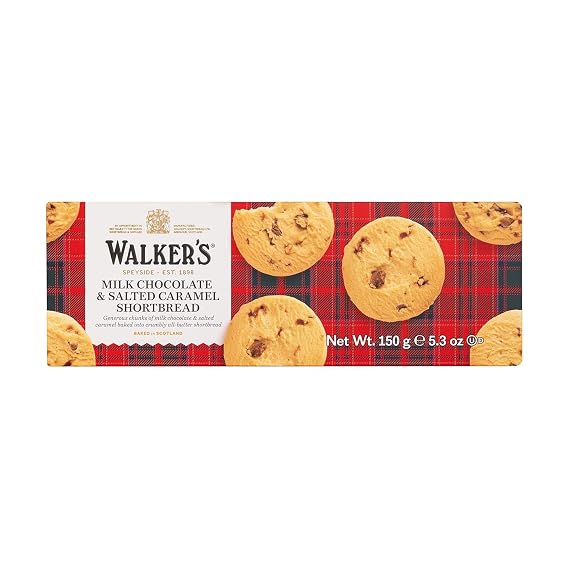 Walker's Shortbread Salted Caramel & Milk Chocolate Chunk Cookies, Pure Butter Shortbread Cookies, 5.3 Ounces