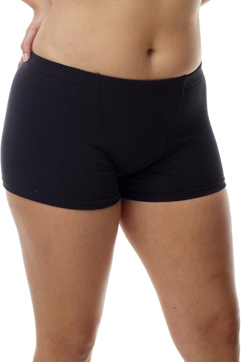 Underworks Women's Cotton Spandex Boxers Bloomers Boyleg Panties 3-Pack 2X Black