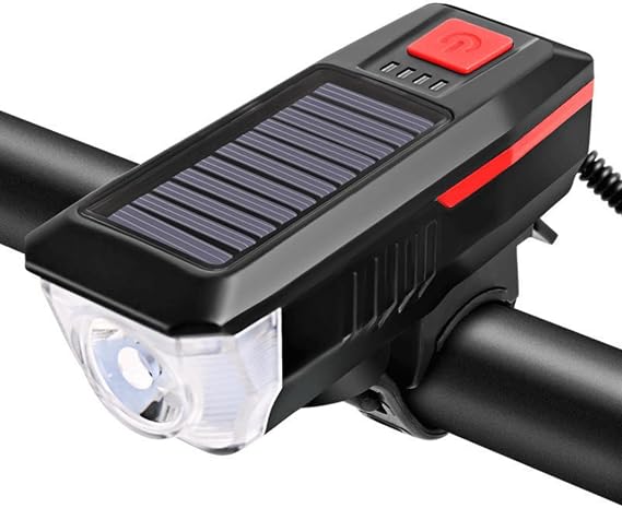 Bisiklet Feneri Bisiklet Alarmı Bisiklet Kornası Solar Enerjili Usb Ile Şarj Edilebilir Ledli Bisiklet Feneri Kornalı Ve Su Geçirmez Far