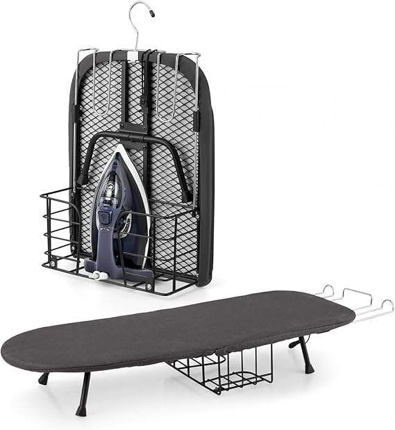 Tabletop Ironing Board, Foldable Small Ironing Board with Iron Holder Portable Mini Iron Board for Small Spaces Compact Table top Small Ironing Table for Dorms, Aprtment, RVs, Travel, 32"x12"