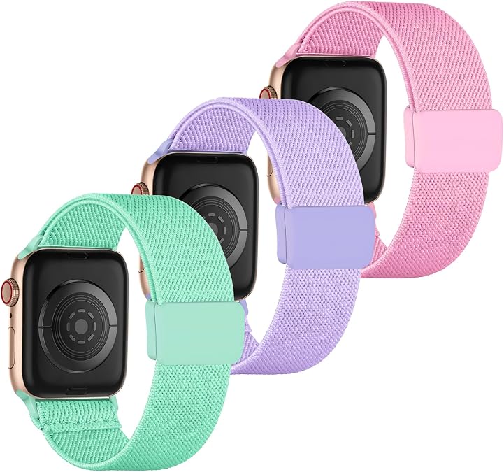 Stretchy Band for Kids Apple Watch Band SE3/SE2/SE & Series 11-1 | Soft Nylon Braided Strap with Adjustable Clasp for Girls Boys Kids iWatch 38/40/41mm or 42/44/45mm