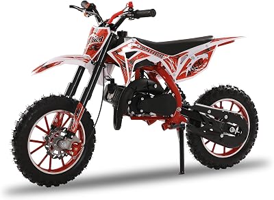 Talent Star 49cc Dirt Bike for Adults and Kids, 2 Stroke Gas Powered Mini Motorcycle with Pull Start, 25Mph Max Speed, Front Rear Disc Brakes, for Motocross Off Road Riding