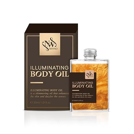 Body Oil with Gold Shimmer 30 ml - Glow Body Oil for Radiant Skin - Lightweight Body Oil Quickly Absorbing & Non-Greasy - Body Oil with Vitamin E