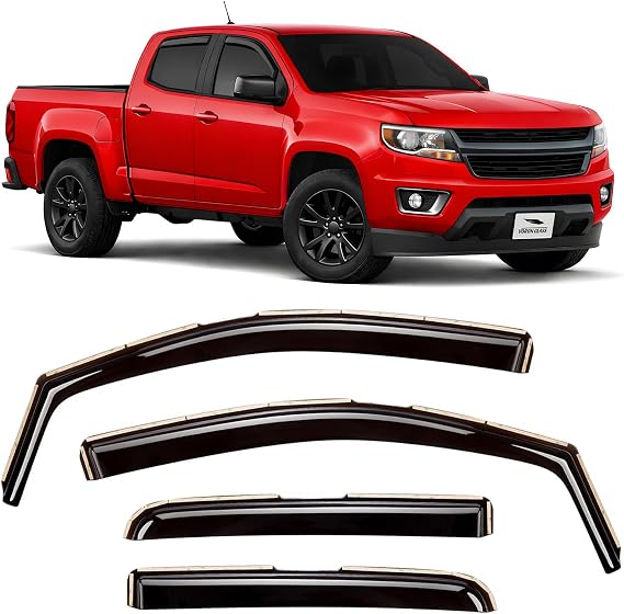 Voron Glass in-Channel Extra Durable Rain Guards for Trucks Chevrolet (Chevy) Colorado/GMC Canyon 2015-2022 Crew Cab, Window Deflectors, Vent Window Visors, 4 Pieces - 220184