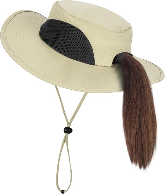 Solaris Womens Ponytail Sun Hat, UPF 50+ Sun Protection Small Head Foldable Summer Hat for Hunting Hiking Safari, #3 Olive