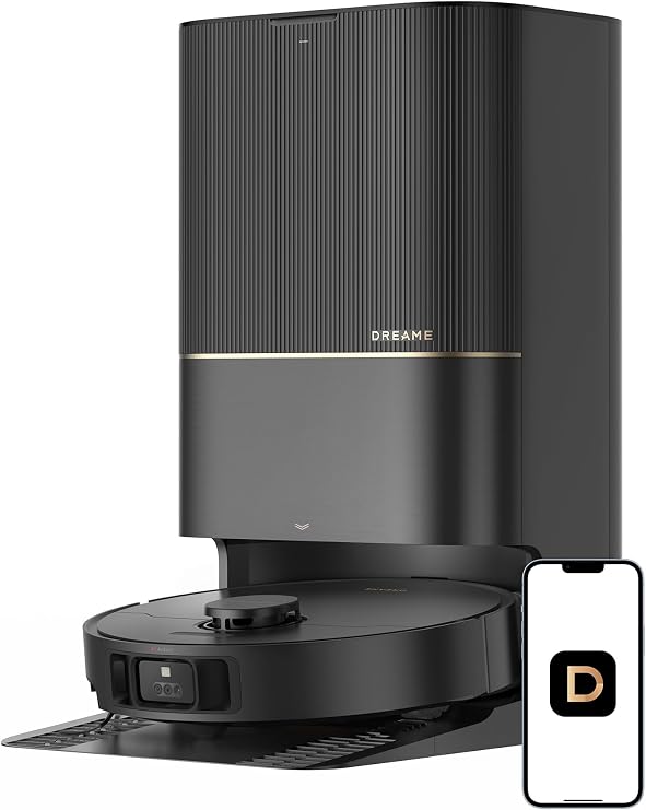 DREAME X40 Ultra Robotic Vacuum with Removable & Liftable Mop, 12,000Pa Suction, Side Brush Extensive Cleaning, 158F Mop & Washboard Self Cleaning, Auto-Empty, Auto Refill, liftable Brushes
