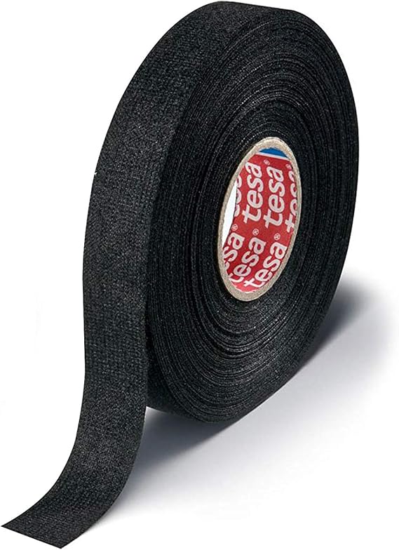 Tesa 51608 Black Fuzzy Fleece Interior Wire Loom Harness Tape for VW, Audi, Mercedes, BMW 19 mm X 15 meters