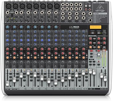 Behringer XENYX QX2222USB Premium 22-Input 2/2-Bus Mixer with XENYX Mic Preamps and Compressors, Klark Teknik Multi-FX Processor, Wireless Option and USB/Audio Interface