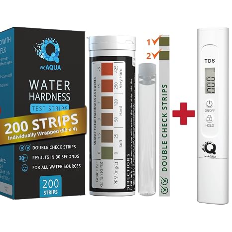 WeAQUA Water Hardness Test Kit - DoubleCheck200 Strips with Sample Cup and TDS Meter AI-Supported Self-Calibrating for Accurate Results