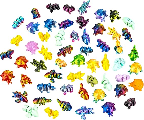 20PCS 3D Printed Mini Animal Figures with Movable Joints Assorted Flexible Articulated Small Animals Cute Desktop Decor Photography Props Party Gifts Collectible Miniatures Random Styles (B)