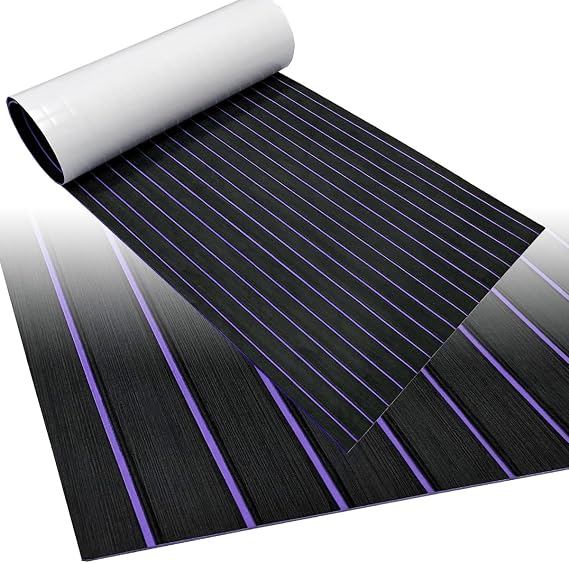 EVA Foam Boat Flooring Boat Decking Sheet 94x35'' Self-Adhesive Non-Slip Waterproof Faux Teak Marine Carpet for Swim Platform Jon Motorboat RV Yacht Kayak Pontoon