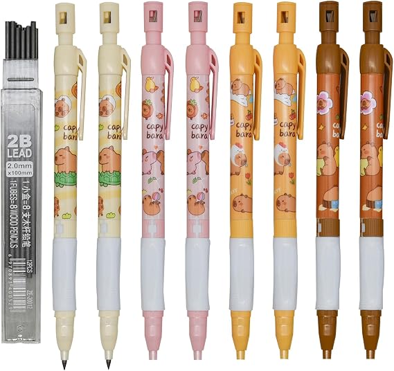 Maydahui 12 PCS Capybara Mechanical Pencil with Sharpener/Refills