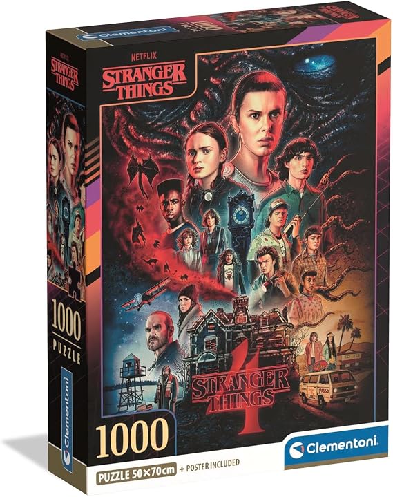 Clementoni Jigsaw Puzzle 1000 Pieces, Stranger Things Netflix, Puzzle for Adults 14-99 Years, Compact Box, Made in Italy, 39980