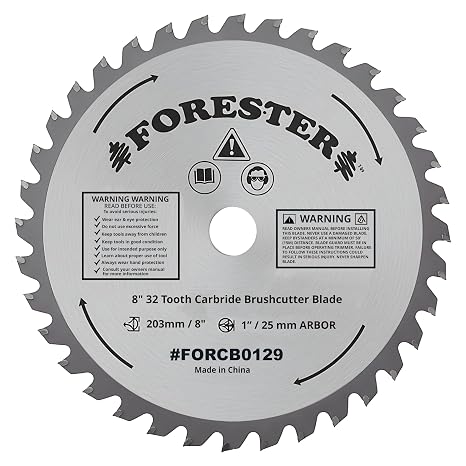 FORESTER Carbide Tip Brush Cutter Blade - 8in x 32 Teeth | Fits Most Straight Shaft Trimmers | Conversion Kit Sold Separately