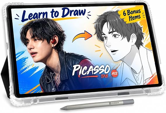 PicassoTab A12 Drawing Tablet • 12-Inch Large Screen, No Computer Required, Learning Package Premium Drawing Apps & Tutorial Stylus Pen, Standalone Graphic Tablet for Digital Artists - A12
