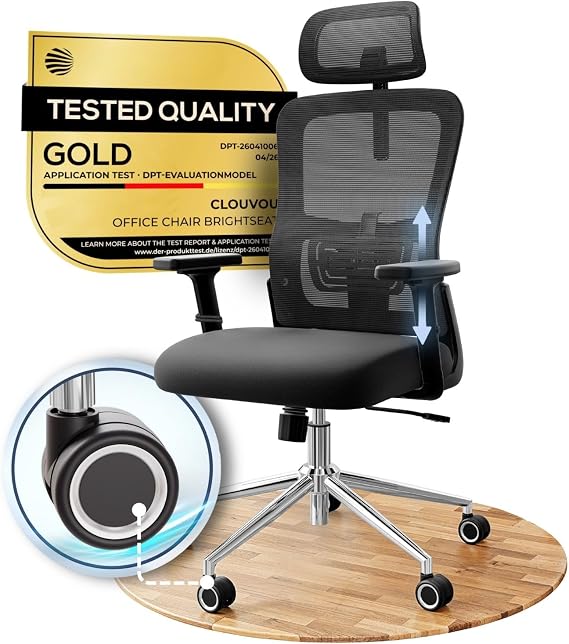 CLOUVOU BrightSeat Ergonomic Office Chair [BEST RATED] 100% Adjustable