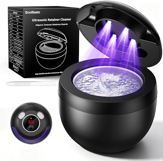 45kHz Ultrasonic Retainer Cleaner Machine, 4 Cleaning Modes Dental Care