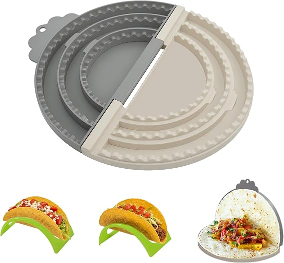 3-in-1 Tortilla Sealer & Crimper for 6/8/10 Inch Tortillas, Multi-Size Quesadilla Maker & Taco Press Tool, Food Grade, Dishwasher Safe, Ideal for Sealed Tacos, Burritos, Wraps & Empanadas