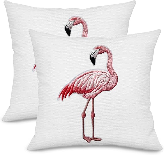 Flamingo Decorative Throw Pillow Covers 18x18 Inch Set of 2 - Pink Flamingo Summer Indoor Outdoor Decor Cushion Cases for Sofa Couch Patio