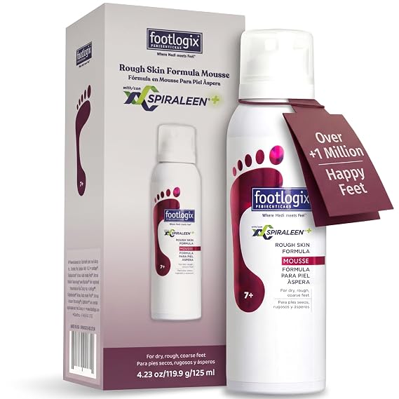 FOOTLOGIX Rough Skin Formula Mousse with Spiraleen 4.23 oz | Urea Foot Mousse with Tea Tree Oil & Aloe Vera | Lightweight Moisturizer for Dry, Rough Skin | Dermal Infusion Technology | Men & Women