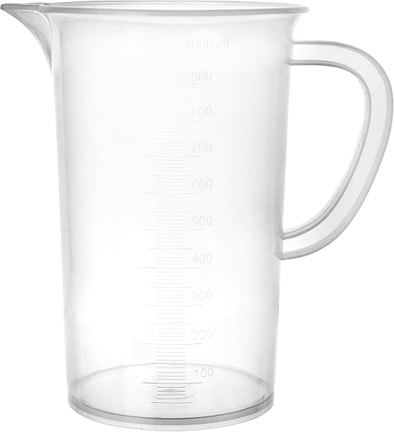 EISCO Plastic Pitcher, 1000mL (1L) - Molded Graduations - Chemical Resistant & Autoclavable Polypropylene - Measuring Jug