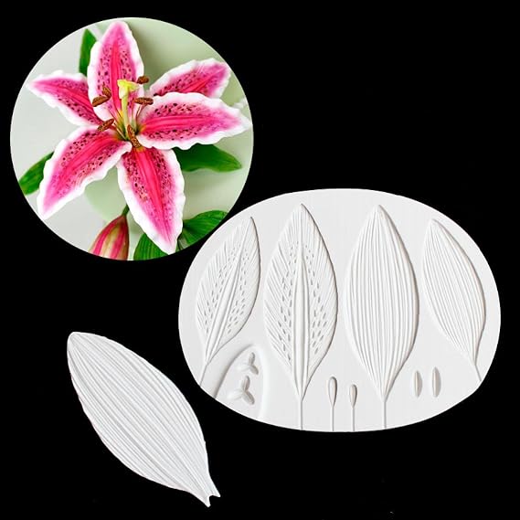 Silicone Mold for Baking,14.4x10.8x0.5cm Lily Petal Silicone Mold Decorating Tool Chocolate Mold Cake,Gumpaste Mold,Sugarcraft,Kitchen Stencils