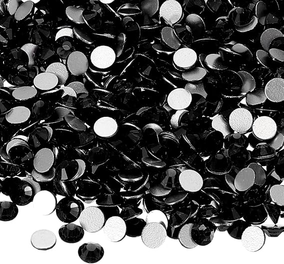 PATIKIL 1600Pcs SS20 Round Flatback Crystal 4.6-4.8mm Black