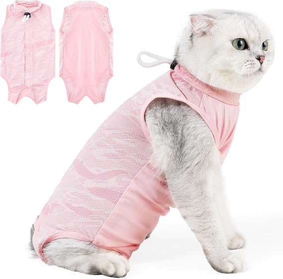 Coppthinktu Cat Recovery Suit Cat Onesie for Cat After Surgery Anti Licking | Cats Surgery Recovery Suit Female for Abdominal Wounds, Breathable Kitten Surgical Sui, E-Collar Alternative After Spay