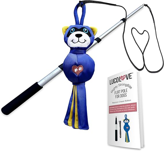 Flirt Pole for Dog Heavy Duty 35 Inch Teaser Wand with Raccoon Toy