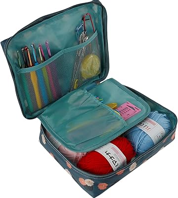 59 Pcs Crochet Hooks Kit Knitting Starter Kit for Adults Ergonomic Crochet Soft Grip Handle Crochet Tools DIY Weave Yarn Kits with Carry Bag for Beginners Adults GiftsBlue Floret