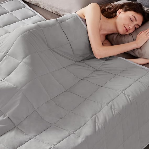 Weighted Blanket Twin Size (48"x72" 20lbs),Ultra Soft and Cozy Cooling Weighted Blanket Twin Size for Adult,Heavy Blanket with Machine Washable Soft Blanket, Stone Grey