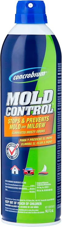 Concrobium Mold Control Aerosol, 14.1 oz Eliminates & Prevents Mold EPA Registered, Bleach-Free, Odorless, VOC-Free For Indoor & Outdoor Surfaces, Mid-Sized Jobs, and Hard-to-Reach Areas