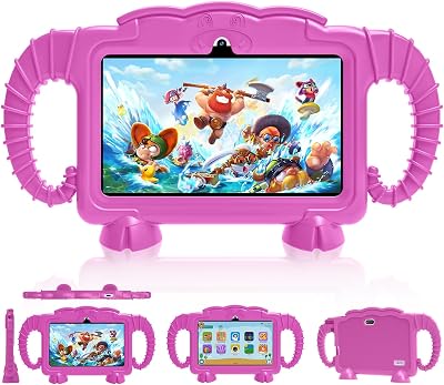 7inch Tablet for Kids, 3GB32GB, Android11 Kids Tablet, Pre-Load Parental Control, Children Education APP,Toddler Tablet with Shockproof Case,Dual Camera, Bluetooth, WiFi Tableta Pink