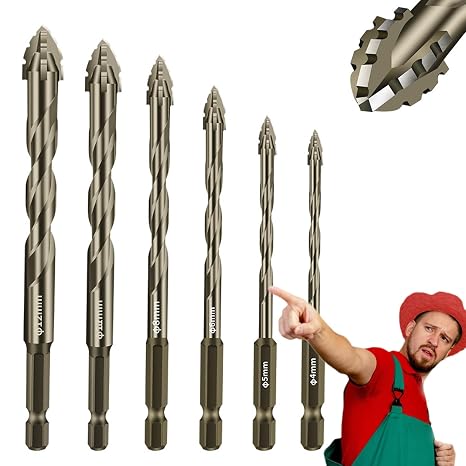 New Four-Flute Sawtooth Eccentric Drill Bit, Four-Edged Serrated Eccentric Drill, Efficient Drill and Tap Set, Titanium-Coated Design Drill Bit, Multifunction Drill Bit Set (4+5+6+8+10+12mm)
