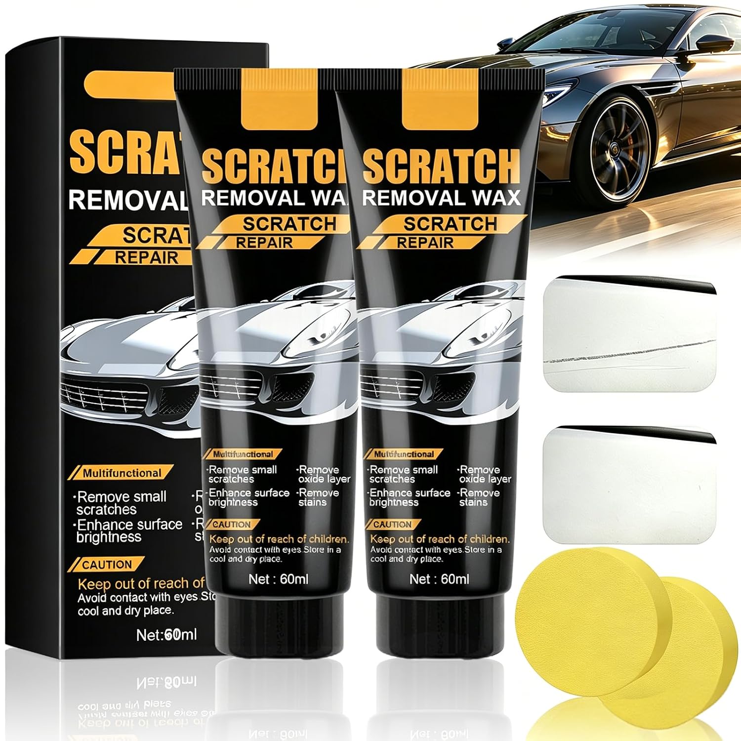 Car Scratch Remover, Scratch Removal Wax, 2026 New Car Scratch Repair Paste, Scratch Remover Kit For Cars, Car Paint Scratch Repair Kit for Car Various for Repair Paint Scratches Marks Abrasion(2 PCS)