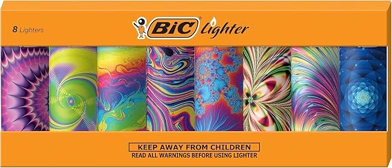 BIC Maxi Pocket Lighters, Psychedelic Patterns Collection, 8-Pack