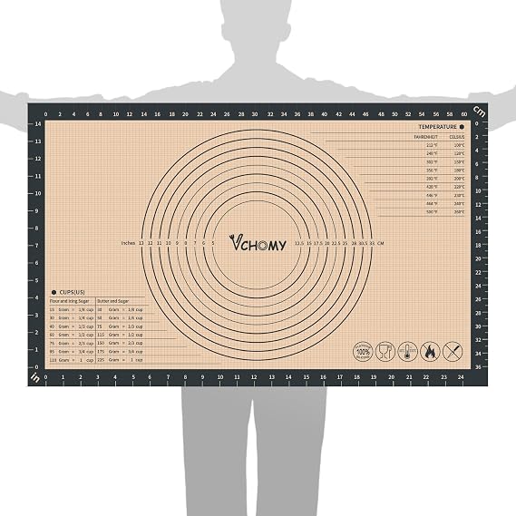 Extra Large Silicone Pastry Mat for Counter Rolling Dough,26x16 Inch,0.75mm Thick,Non Slip Silicone Baking Mat with Measurement(26 x 16 In,Grey)