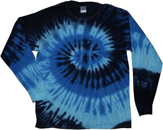 Tie-Dye Adult 5.4 oz. 100% Cotton Long-Sleeve T-Shirt L BLUE OCEAN