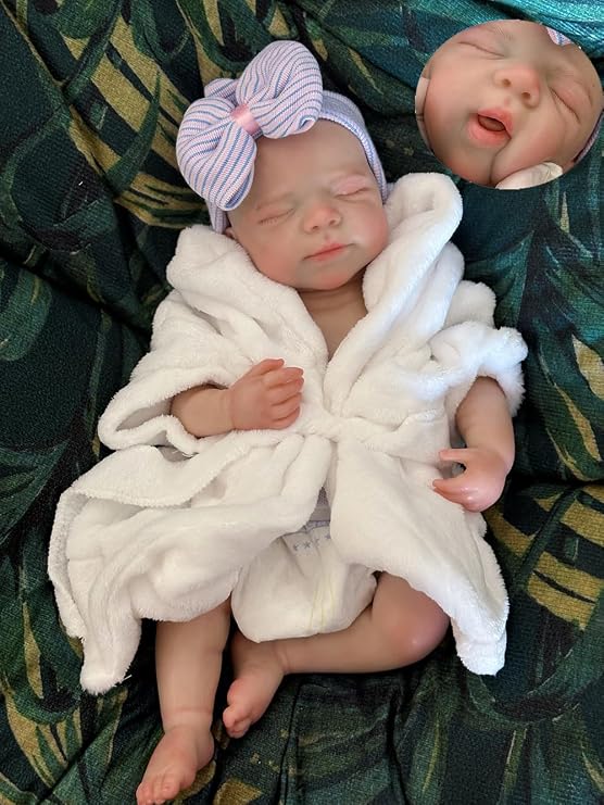 Abenduot 18inch 6.2lbs Full Body Silicone Baby Dolls Can Open Mouth Real Life Anatomically Correct Newborn Girl Dolls - Pascale