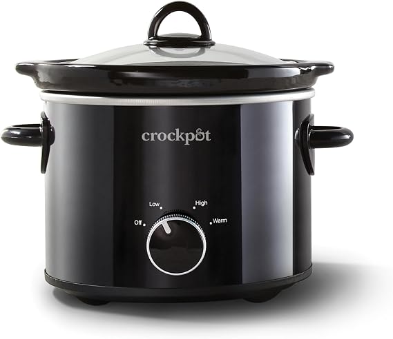 Crock-Pot 2-Quart Manual Slow Cooker, Feeds 2+ People, Great for Small Meals, Dips, Sides; Removable Stoneware is Oven & Dishwasher-Safe, Black